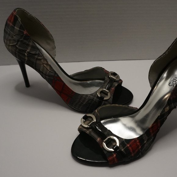 Carlos Black-Red-Gray Plaid Heels - Picture 2 of 6